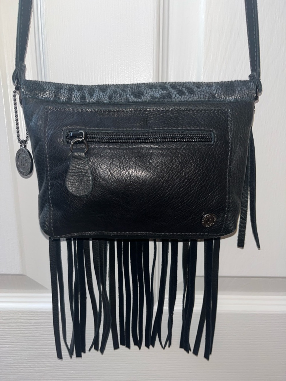 Leatherock Silver Leopard Fringe Crossbody - Picture 2 of 6